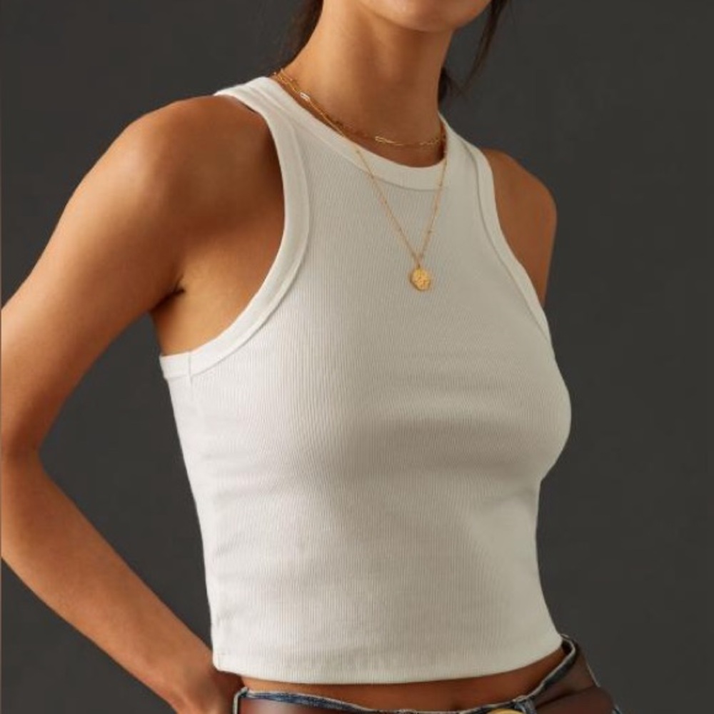 White Ribbed Tank Top